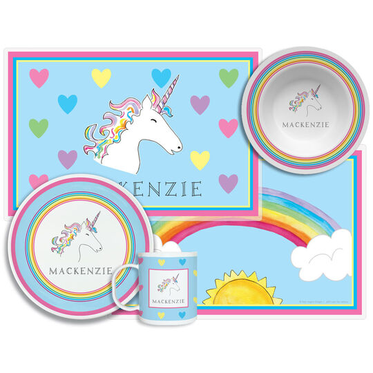 Unicorn Over The Rainbow 4-Piece Dinnerware Set